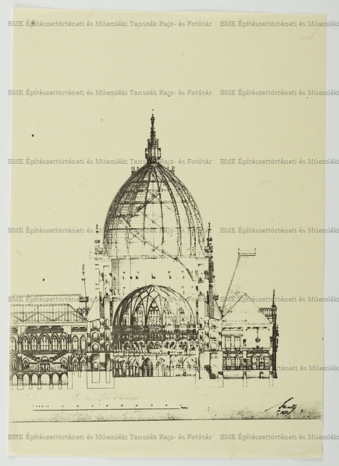 Berlini Reichstag-pályázat metszeti részlete