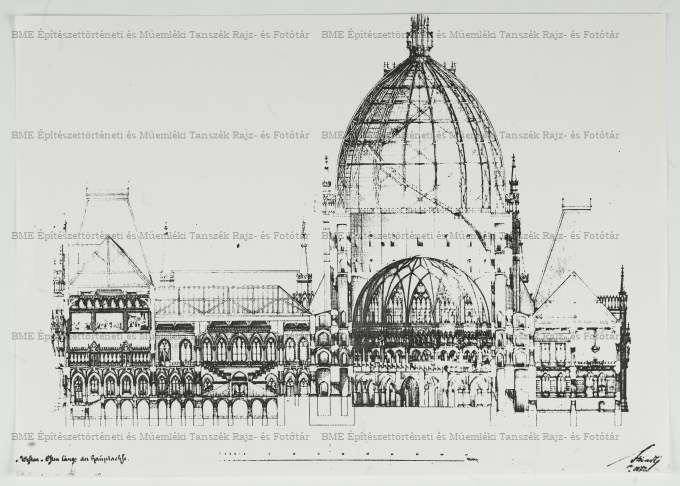 Berlini Reichstag-pályázat metszetének részlete