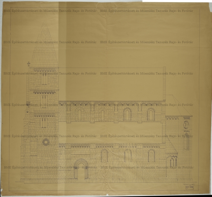Zsámbék premontrei templom rekonstrukciója Déli homlokzat