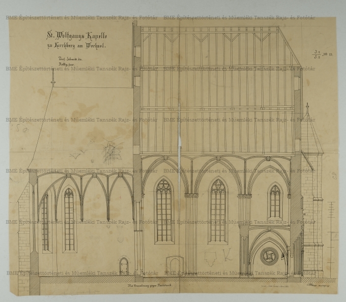 Kirchberg am Wechsel-i templom felmérési hosszmetszete