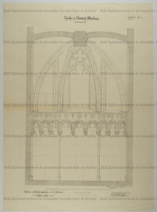 Deutsch-Altenburg-i templom szentélyének felmérési keresztmetszete