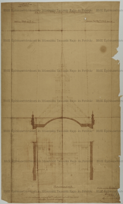 Terézvárosi templom helyreállítási terve, keresztmetszet